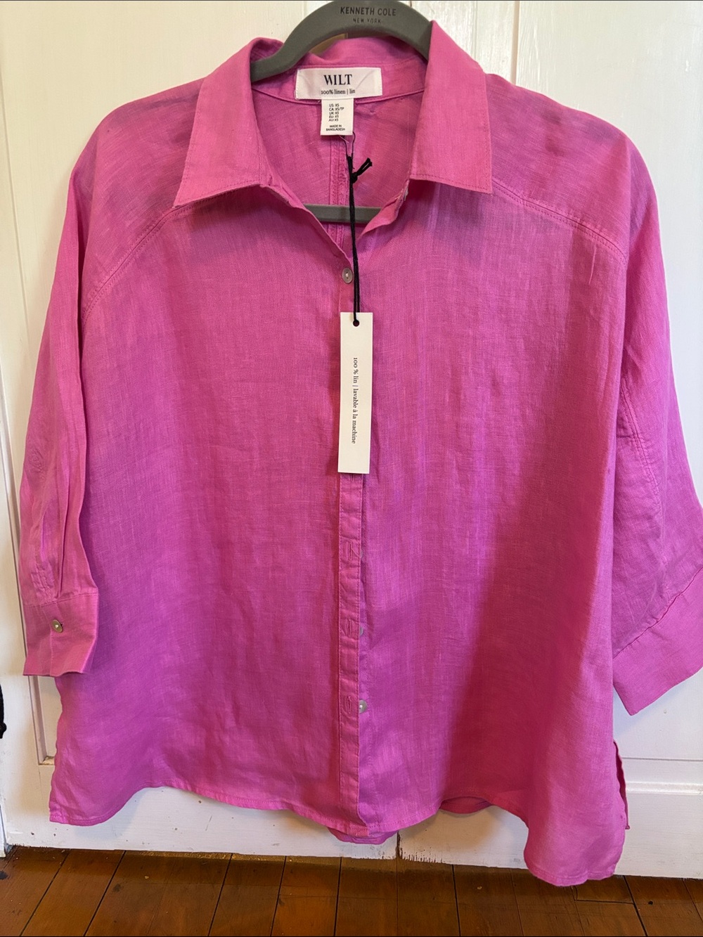 WILT Bright Fuchsia Linen Button-Down Shirt